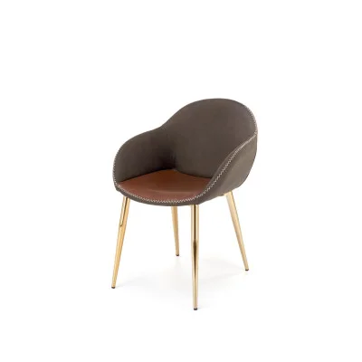 CHAIR K 304, DARK ASH / BROWN / GOLD CHROME